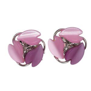 Vintage Pink & Purple Thermoset Clip-On Earrings